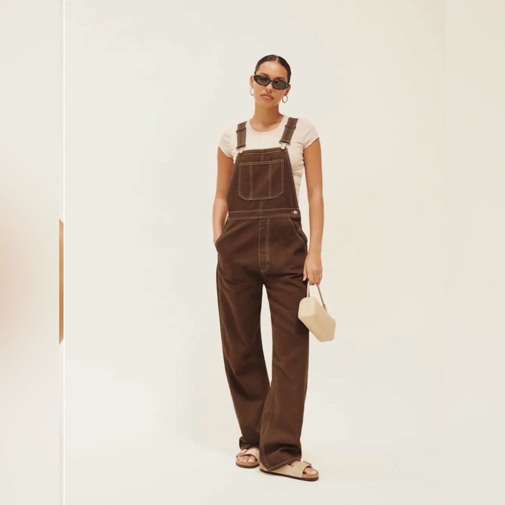 Reformation Chocolate Brown Women's Denim Overalls